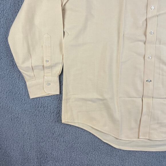 Land's End Men's 17.5-34 Peach Solid Long Sleeve Button Up Shirt - Picture 6 of 16